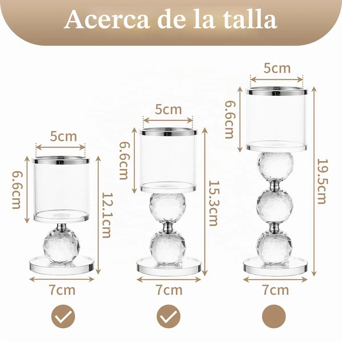 Sziqiqi Portavelas de Columna de Cristal, 2 Piezas de Candelabros de Vidrio Transparente, Velas para Candelabros Centro de Mesa para Regalos de Boda y Decoración Navideña, Plata