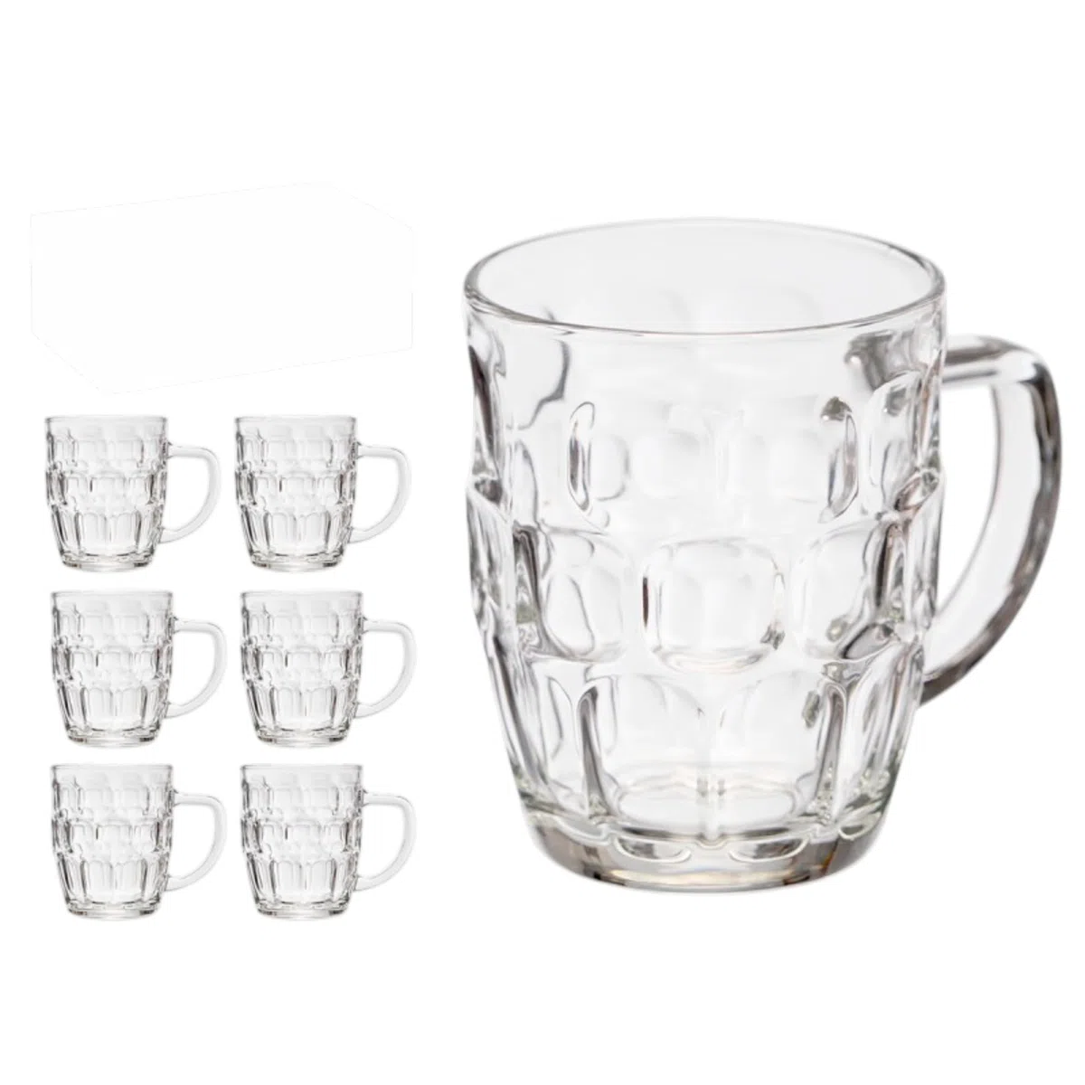 Set 6 jarras de cerveza vidrio transparente. Caja de envío (520 ml, 6, unidad)