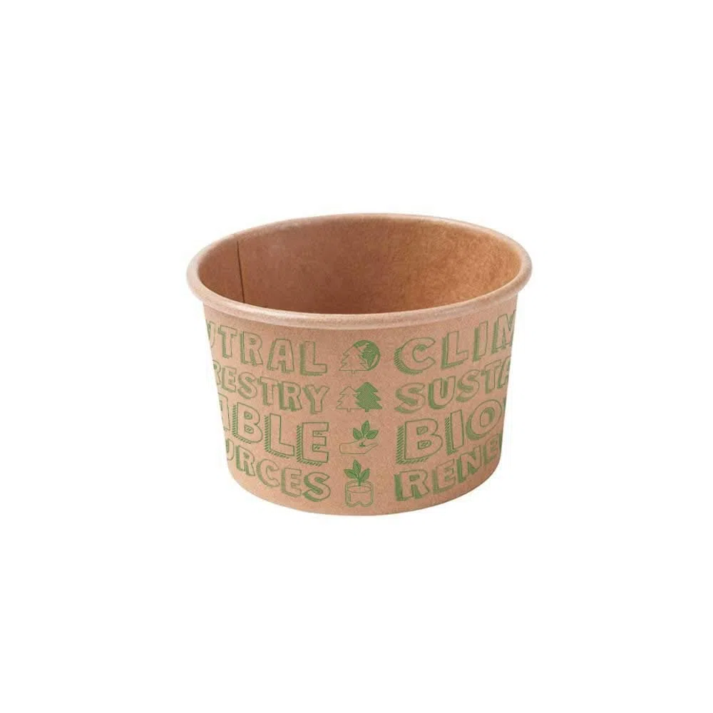 BIOZOYG Vasos para helado 1000 unidades I Vasos de cartón kraft marrón I Vasos compostables sin blanquearI cuencos para To Go I tazas de cartón biodegradables 75ml