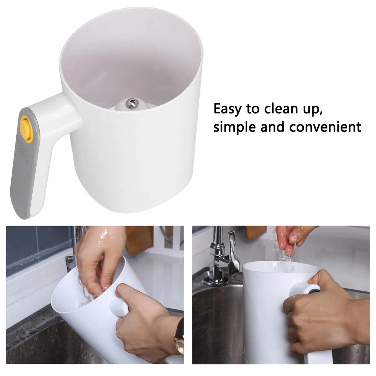 Nikou Tamiz de Harina Eléctrico de Mano, Tamiz de Polvo Blanco con Forma de Taza Eléctrica Portátil, 2 Modos de Uso, para Hornear En Casa, Harina, Azúcar Glaseado