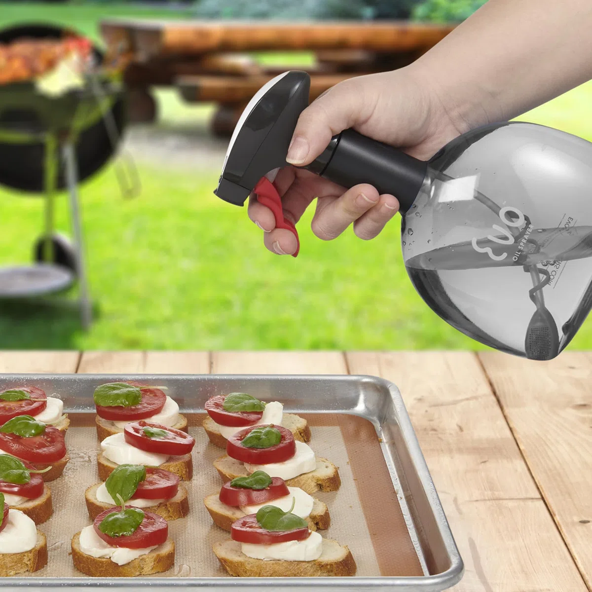 Evo Oil Sprayer Original, sin aerosol para aceituna, aceites de cocina y vinagres, carbón, capacidad de 18 onzas