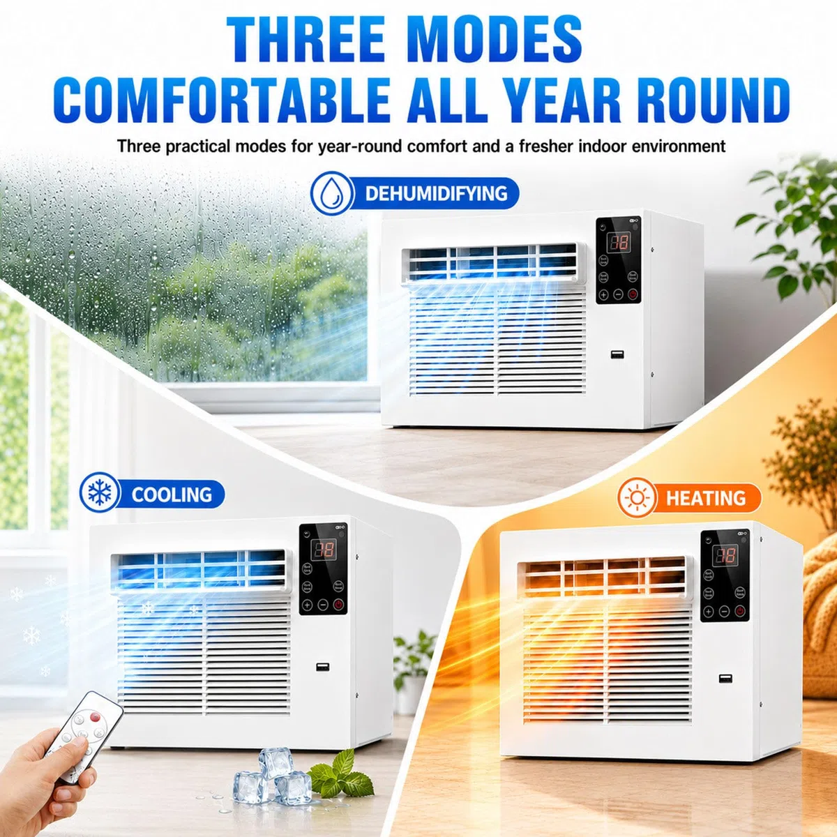 Aire Acondicionado portátil de 38 dB de Ruido | sin unidad exterior, mini aire acondicionado compacto, ideal para camiones, cocinas, dormitorios y casas de alquiler