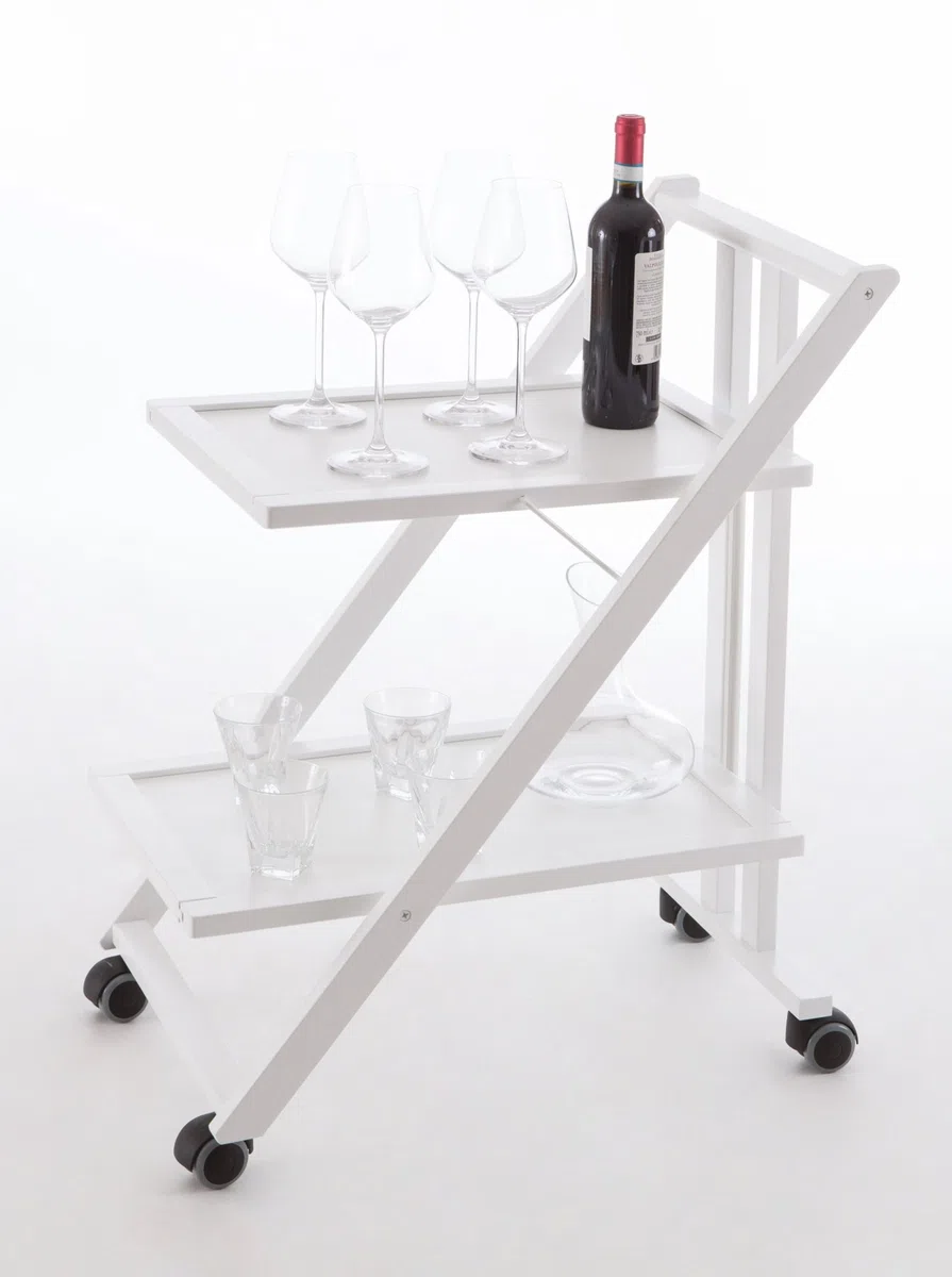 Arredamenti Italia Camarera para Bebidas SIMPATY, Madera - Plegable - 2 bandejas - Color: Blanco Ar-It il Cuore del Legno
