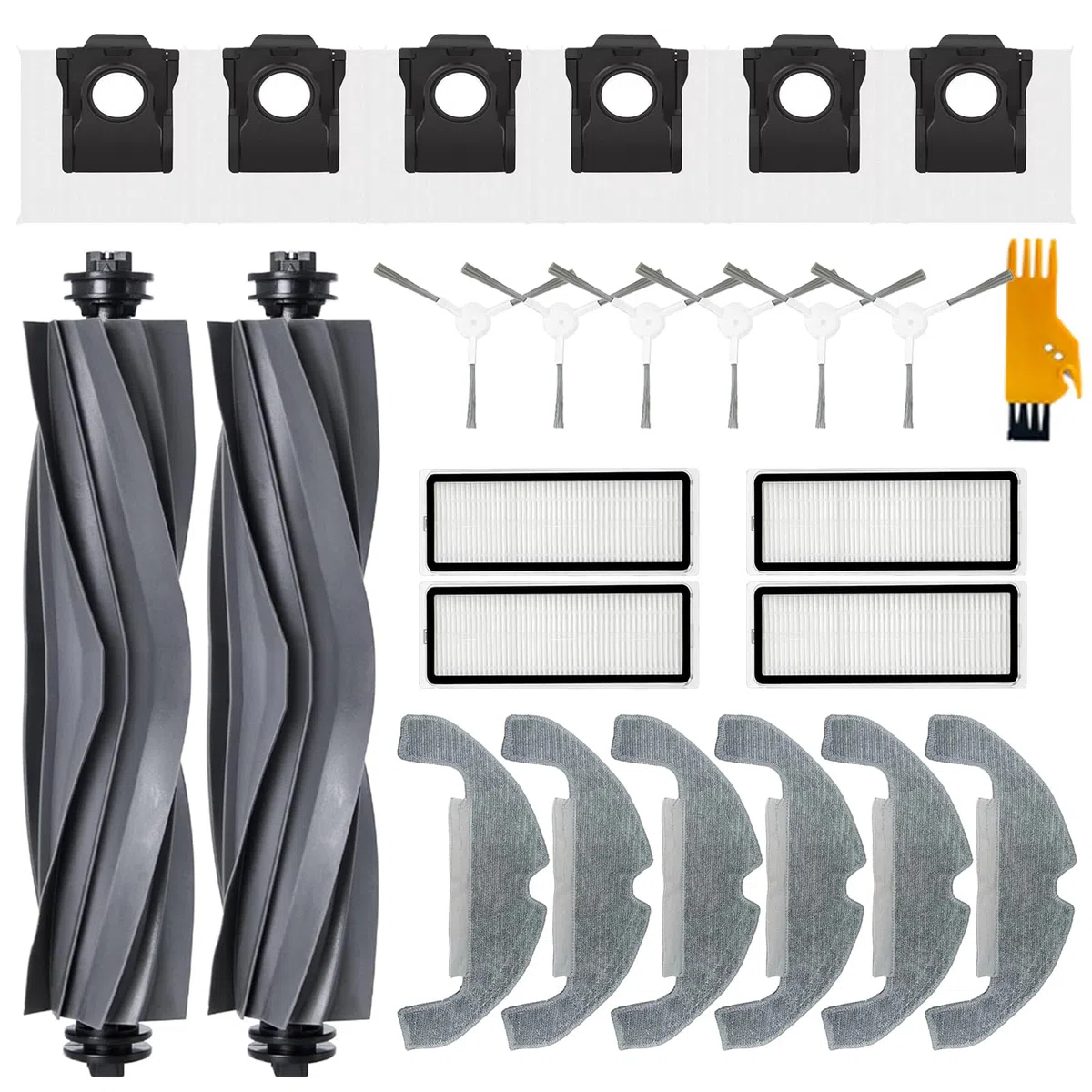 25 Piezas de Accesorios para Dreame D10 Plus Gen 2 Robot Aspiradores de Polvo Repuestos, 2 Cepillos de Goma, 4 Filtros, 6 Tovaglioni, 6 Sacchi di Polvere, 6 Cepillos Laterales
