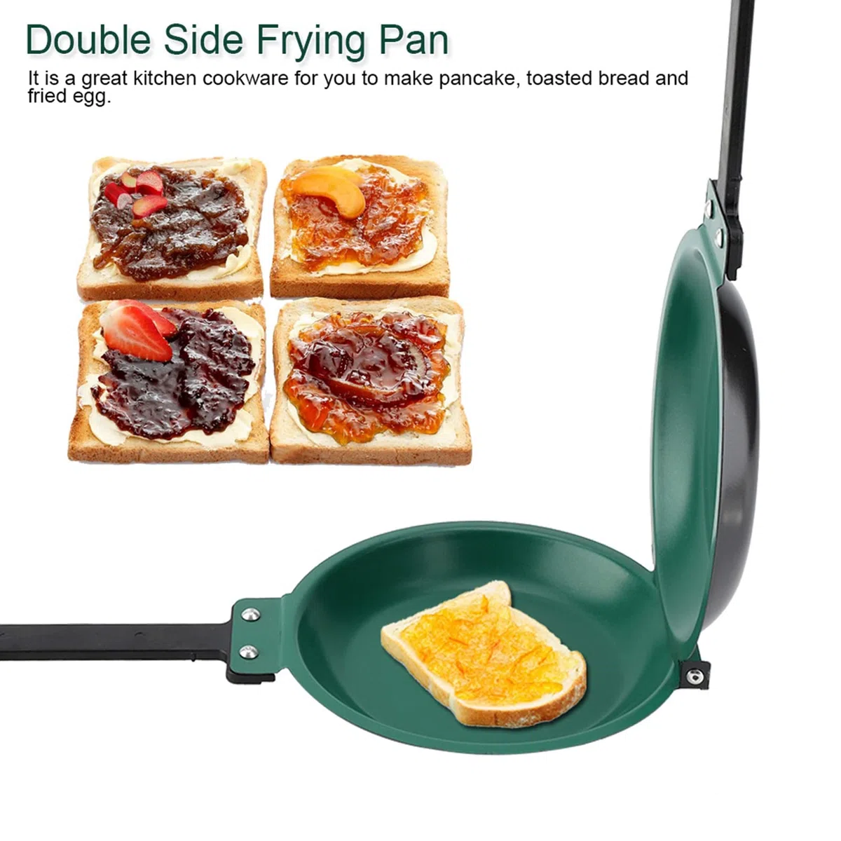 Tbest Sartén de Doble Cara, Sartén de Parrilla Doble con Revestimiento, Sartén Antiadherente para Revestimiento de Cerámica Sartén con Tapa para Hacer Tortitas Utensilios de