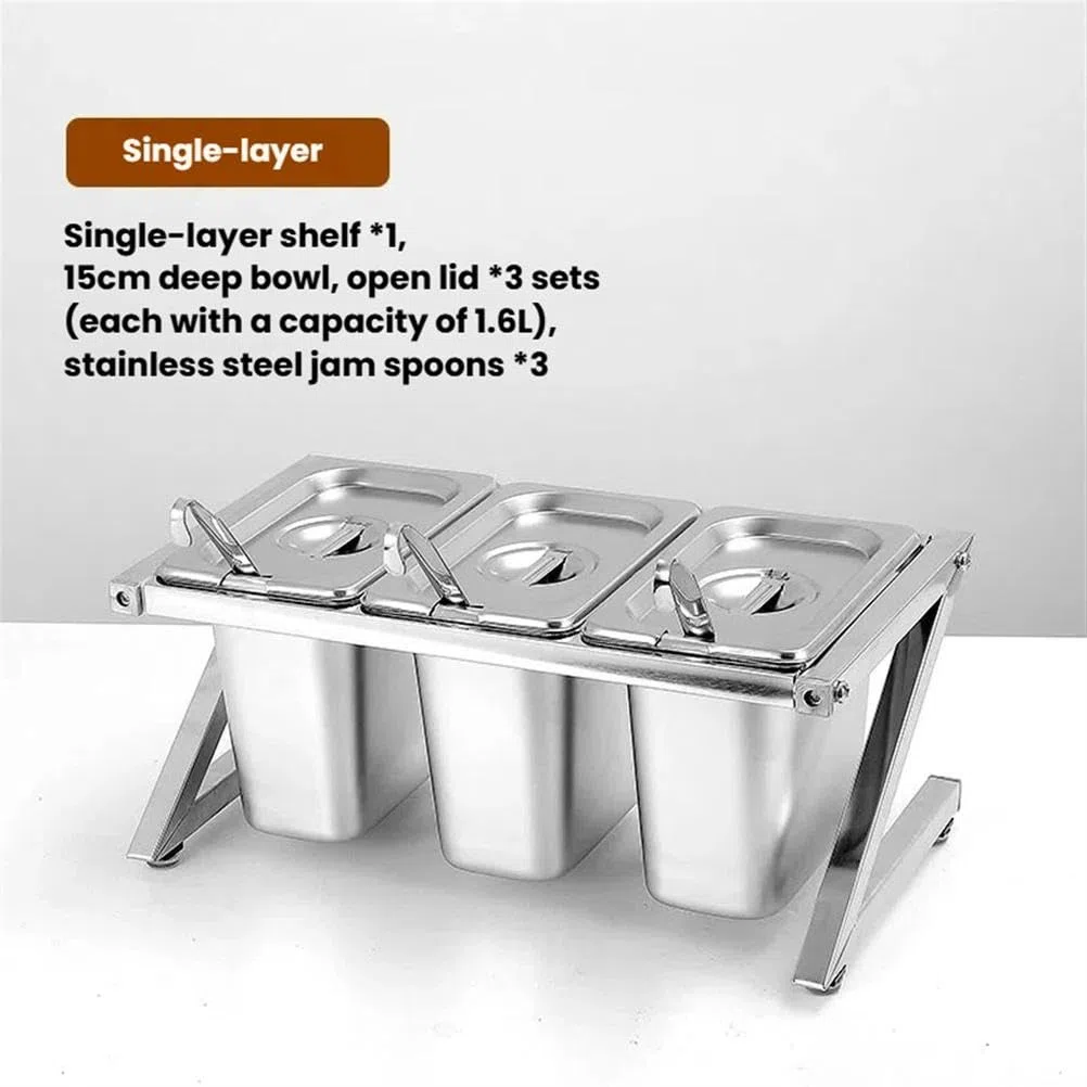 Juego de recipientes de acero inoxidable para pizza con tapas, dispensador de condimentos y organizador de especias para salsas, condimentos, mermeladas y frutas. Solución perfecta para cocina