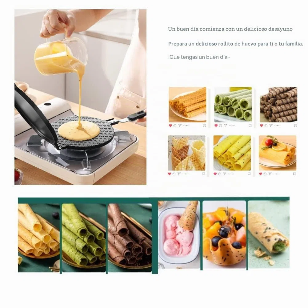 Waffle Cone Maker Pan Antiadherente Aleación de aluminio para cocina Gofres Rollo de huevo Molde Herramienta