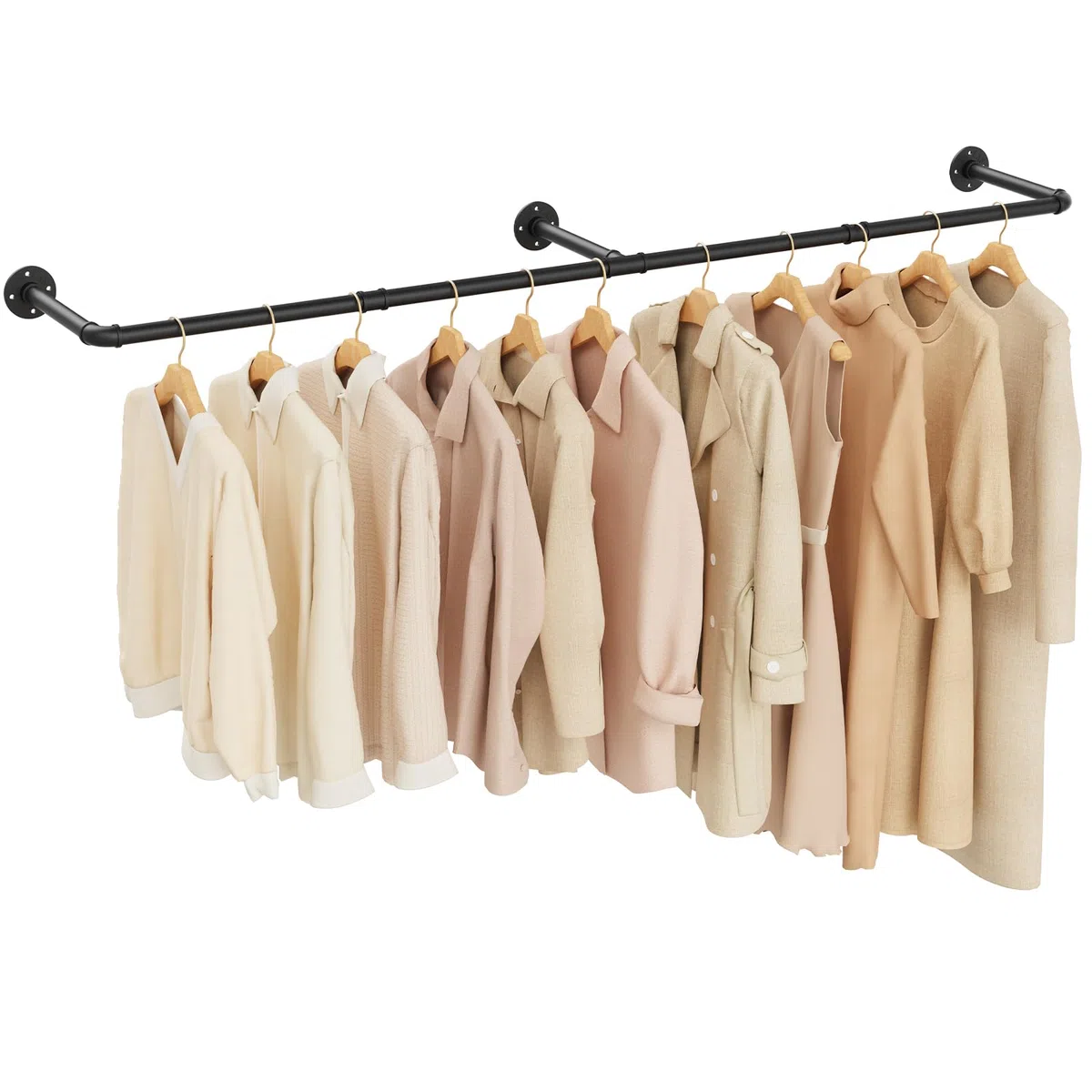 Yawinhe Perchero de Pared Industrial, Perchero para colgar ropa, 180cm, Colgante de Prendas de Metal Retro Desmontable montado en la Dormitorio, Sala de estar, Cocina, 1-Pack