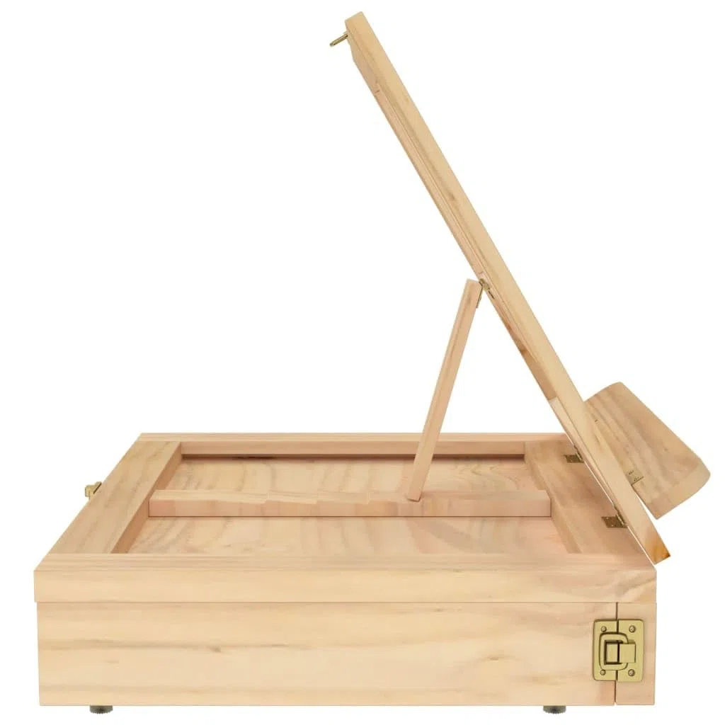 Caballete de mesa con cajón de madera de pino maciza, 33,5 x 25,5 x 7 cm, para bastidores y accesorios de pintura, para aula, taller y estudio