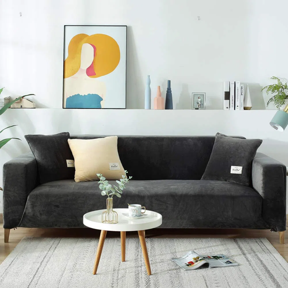 Felpa Cubiertas De Sofá para 1 2 3 4 Cubierta De Sofá,Polvo-Prueba Terciopelo Elástico Soft Couch Cover,Ajuste Fácil Lavable,Cubierta De La Silla Recliner Mueble Protector De Sofá-