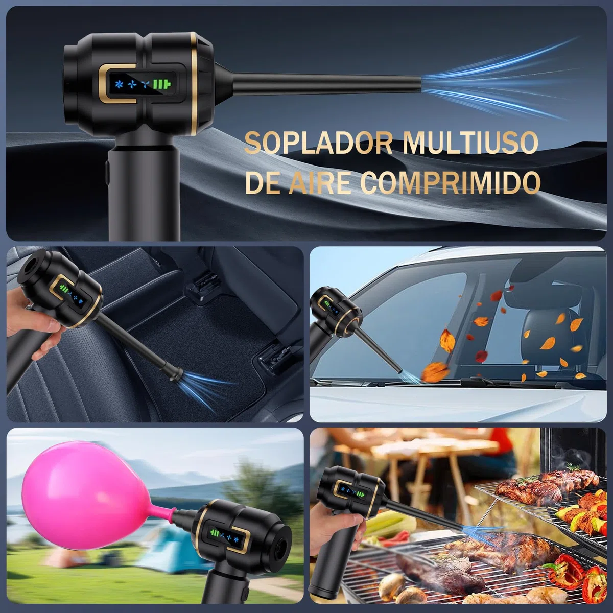 Aspirador de mão com bateria, Aspirador de Carro sem fio de 27000 PA, Mini Aspirador, recarregável, portátil, Leve e Forte, 220.000 RPM, soprador de pó elétrico para Carro