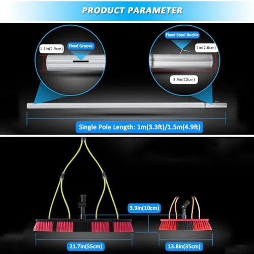 Teles - Kit de cepillo extensible para limpieza de ventanas de 30 pies con poste de alimentación de agua para una limpieza de alto alcance sin esfuerzo, ideal para uso doméstico al aire libre y