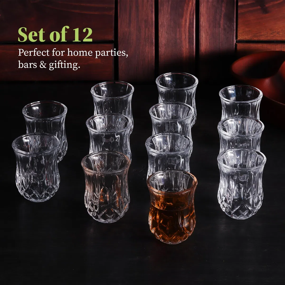 QUAFFER Vasos de chupito con patrón de diamante (juego de 12)