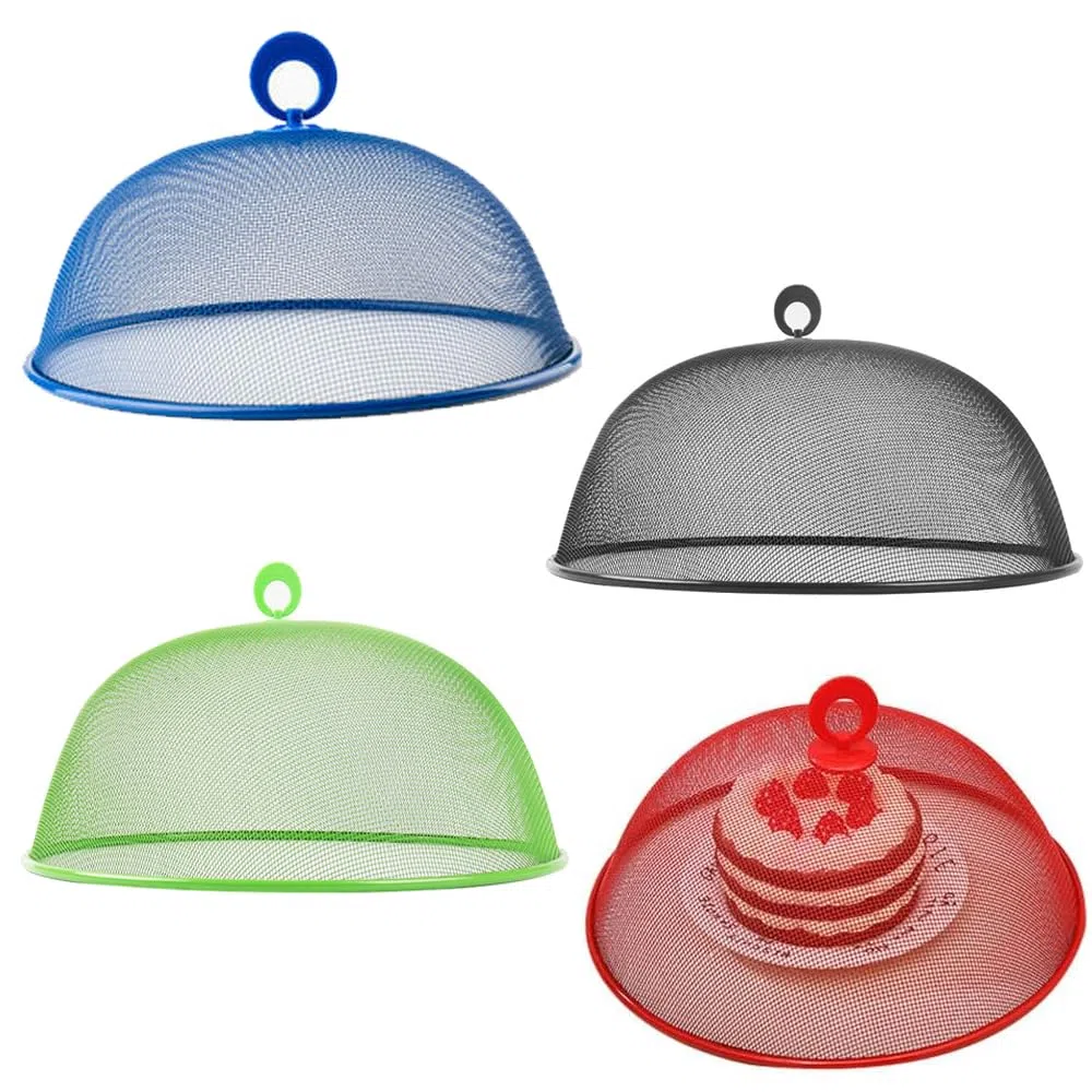4 Piezas Cubierta Protectora de Alimentos, Cubierta para Alimentos Mosca, Cubierta Protectora Alimentos Fresca, Cubierta de Malla para Alimentos, 24cm, para Cocina, Picnic, Prevenir Insectos