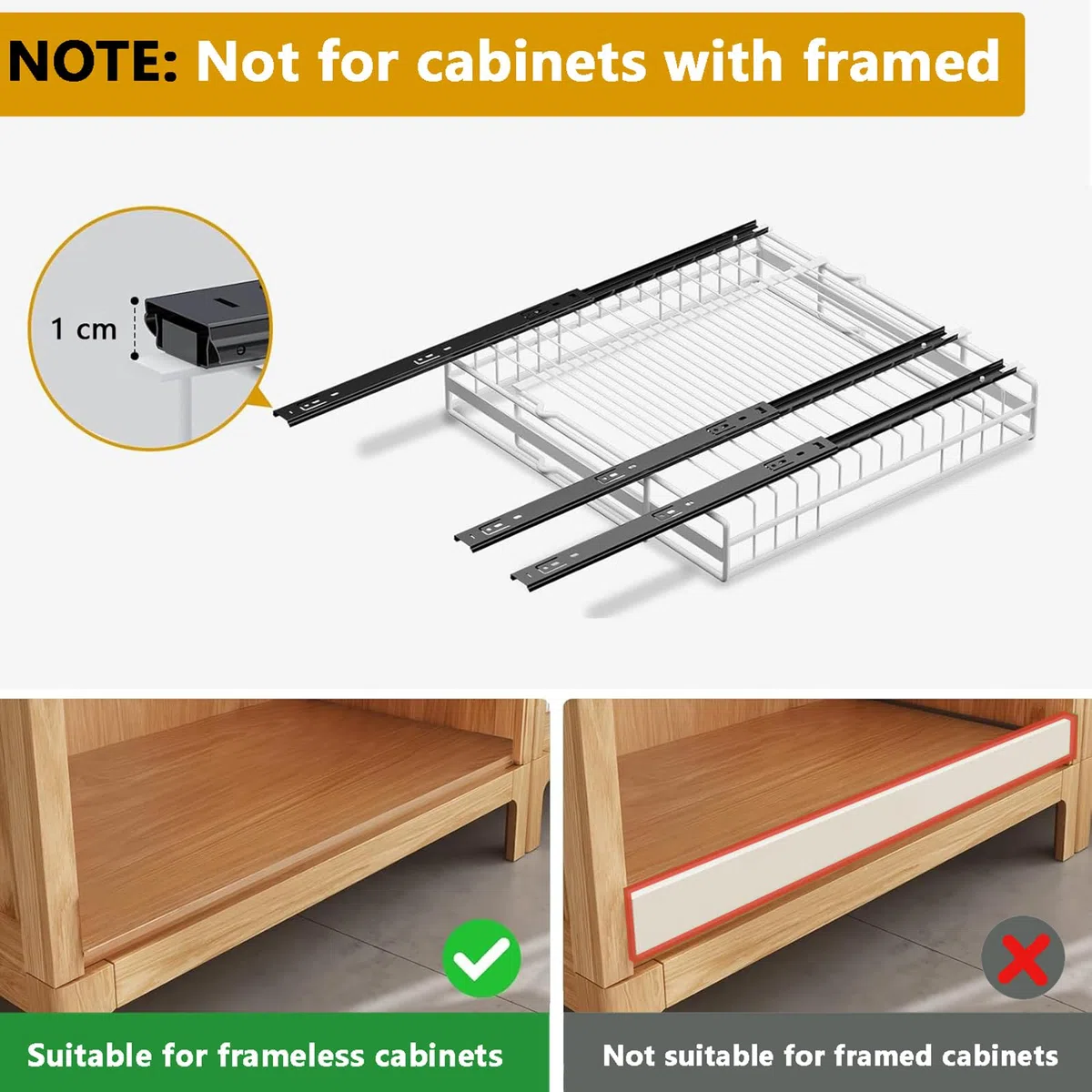 2 Cajones Extraibles para Cocina con Rieles Deslizantes (Juego M+L) | Ancho Ajustable Expandibles, Autoadhesivos/Perforadores con Nano Película para Cocina, Despensa, Sala de Estar (Blanco)