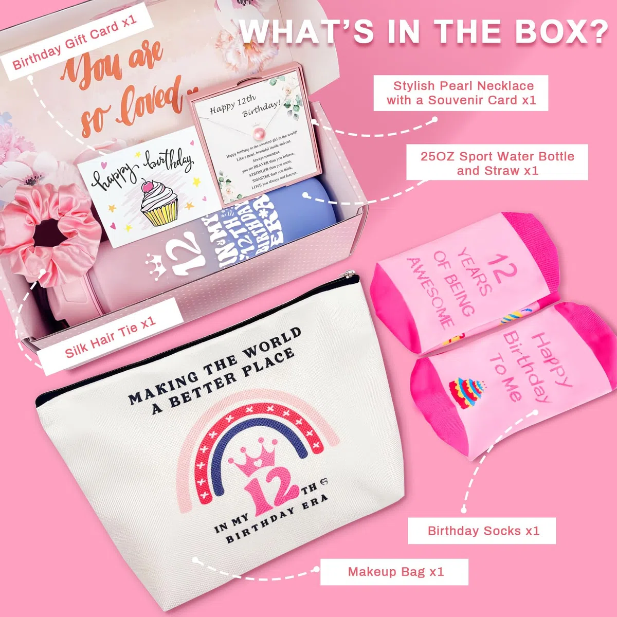 Regalos para niñas de 12 años, regalos para niñas de 12 años, regalos de cumpleaños para niñas de 12 años, hermana menor, hija, sobrina, nieta, decoraciones de cumpleaños para adolescentes y niñas
