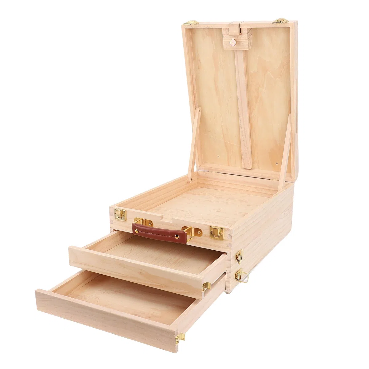 FTVOGUE Caballete en Caja para Bocetos Caballete de Madera para Arte de Madera de Pino con Capacidad para hasta 24 Pulgadas Diseño de Mesa Plegable de Lona con Cajones de Almacenamiento para Pintar