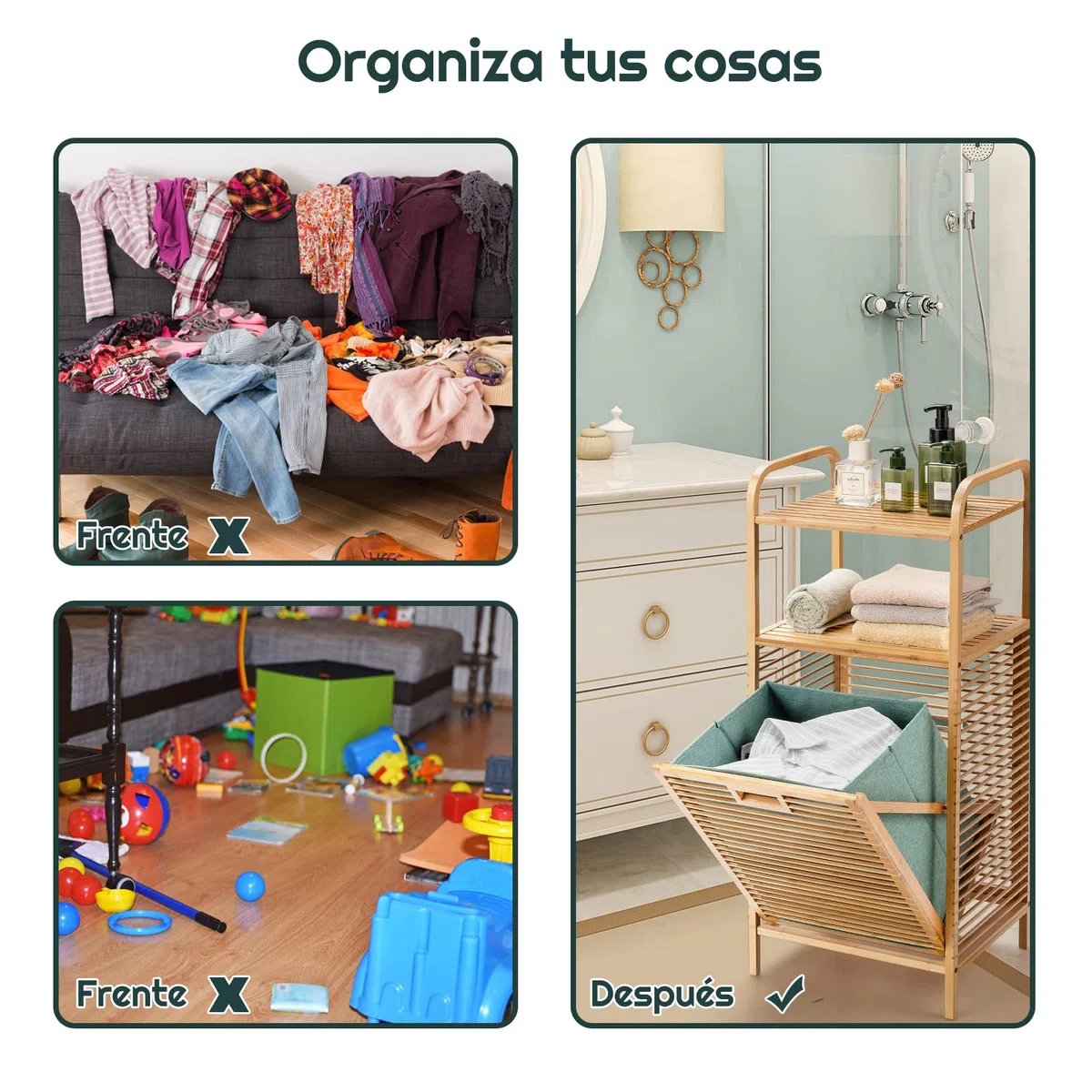 COSTWAY Estantería de Baño con Cesto para Colada, Mueble Ropa Sucia, 2 Estantes Abiertos para Baño Lavandería y Armario, 40,5x33x95,9 cm
