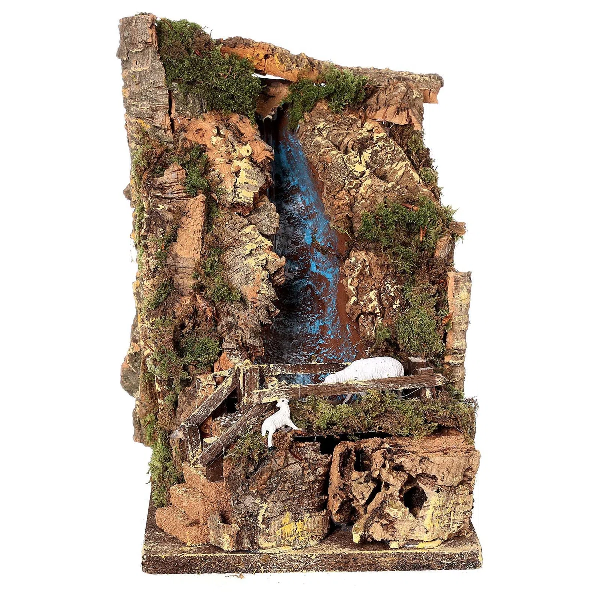 Holyhome Cascada de 18 x 33 x 20 cm (7,08 x 12,99 x 7,87 pulgadas) con puente y oveja para belén