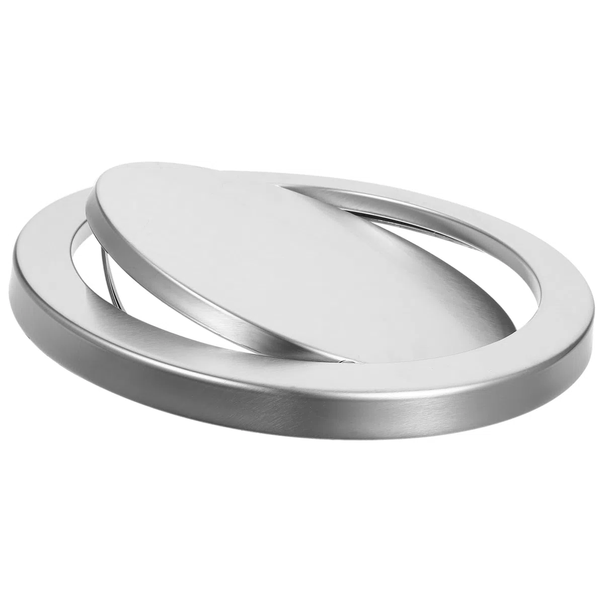 Tapa Abatible Redonda para Cubo de Basura de Acero Inoxidable Color Plata, Fácil de Instalar y Conveniente para Uso en Lugares Públicos