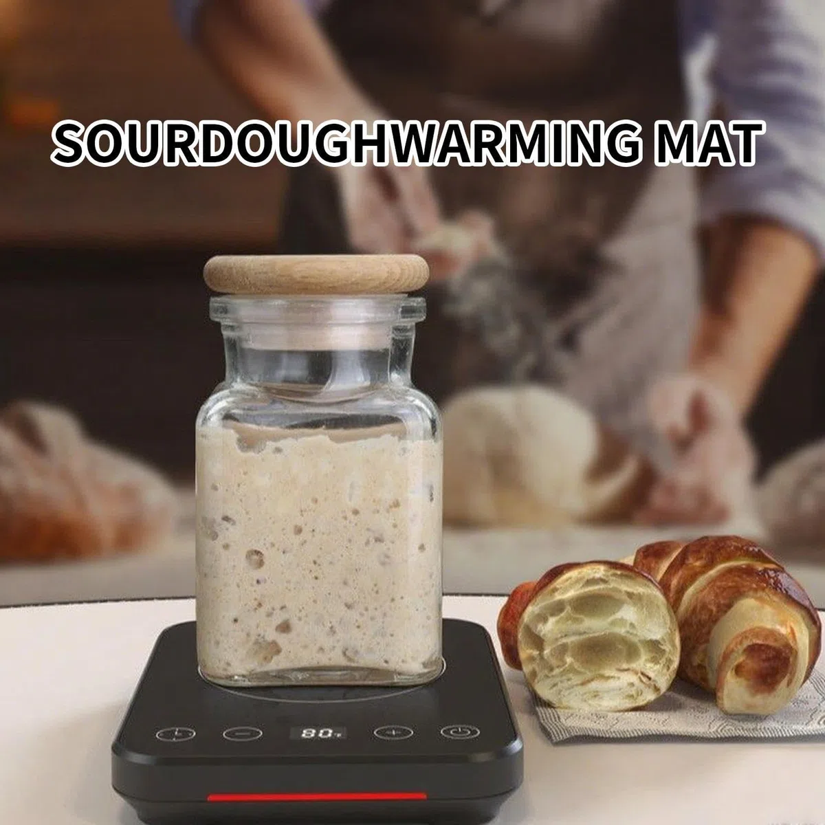 Calentador para Madre, Herramienta de Fermentación para Cocina, Alfombrilla de Fermentación con Temperatura Controlada y Temporizador para Pan, Queso, Café, Cocina y Casa