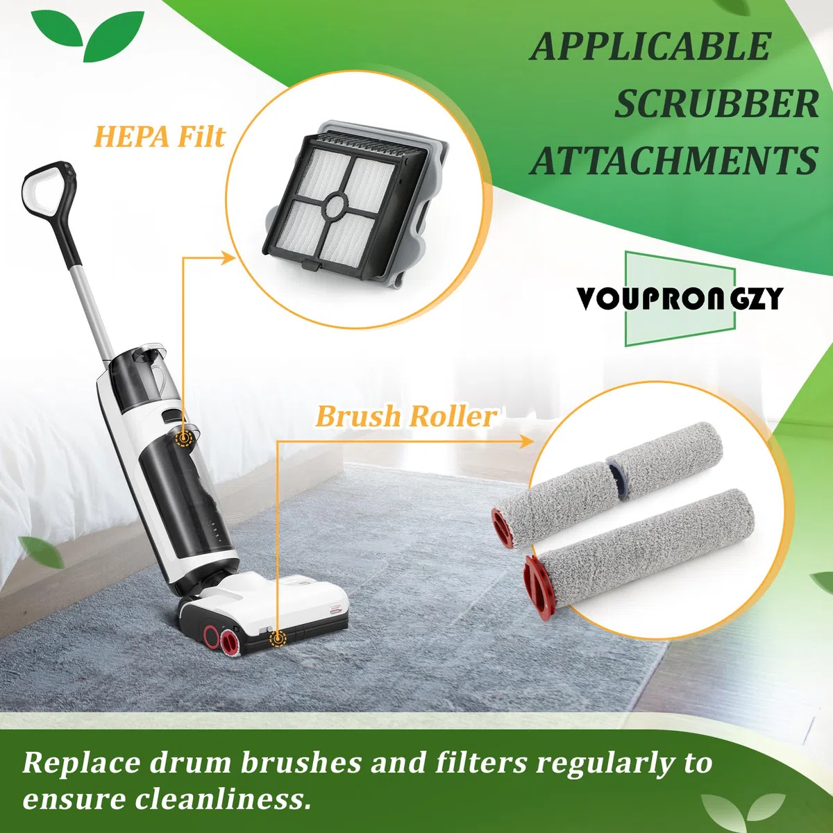 3 Rodillos de Cepillo 4 Filtros para Roborock Dyad Pro/Dyad Pro Combo Rodillos de Cepillo/Filtro HEPA/Cepillo de Tanque de Agua Repuesto Aspiradora en Seco Húmedo Juego de Accesorios