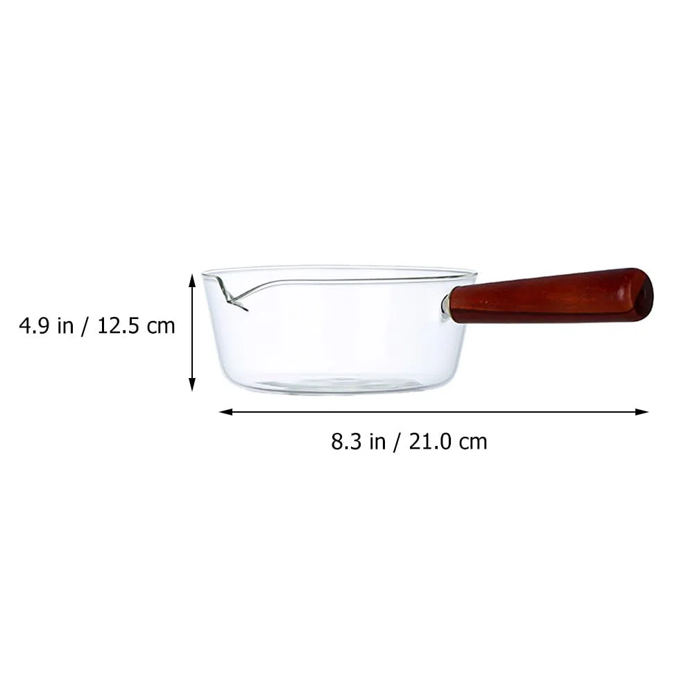Zerodeko Olla De Cristal Para Cocinar Mini Cazo De Vidrio Para Leche Sopa Fideos Con Mango De Madera Apto Para Estufas De Gas Y Electricas