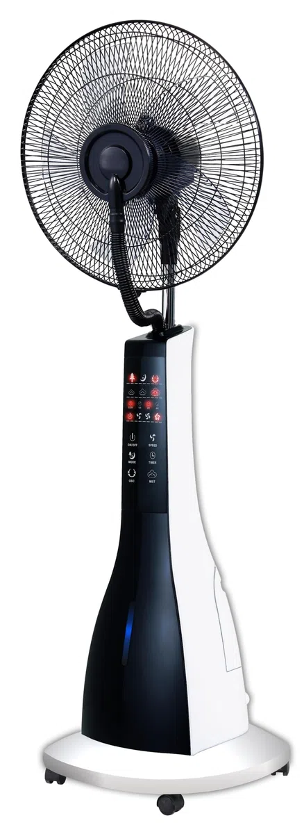 SILVANO Ventilador Nebulizador de Pie 90W con Mando a Distancia | Ventilador con Agua y Pulverizador | 3 Velocidades, Temporizador y Oscilación | Silencioso | Depósito 2,8–3L (MistFlow Pro)