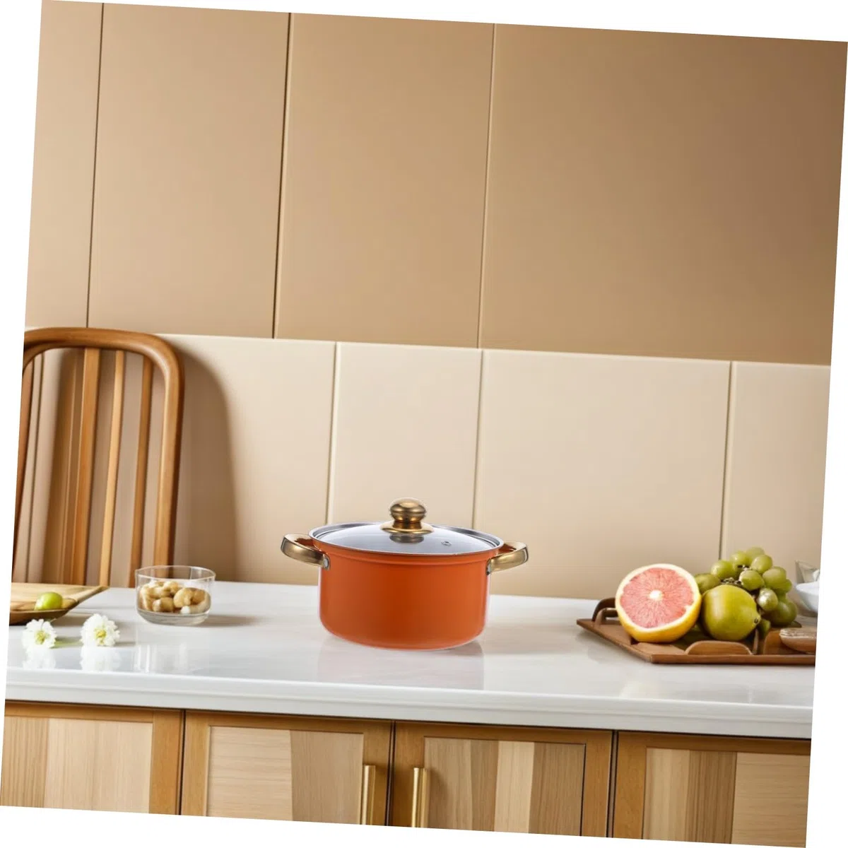 Cabilock Utensilios de Cocina Ollas y Sartenes Antiadherentes Juego de 5 de Acero Inoxidable y Asas Resistentes al Calor con Base Gruesa para Cocina Diaria y Estufas