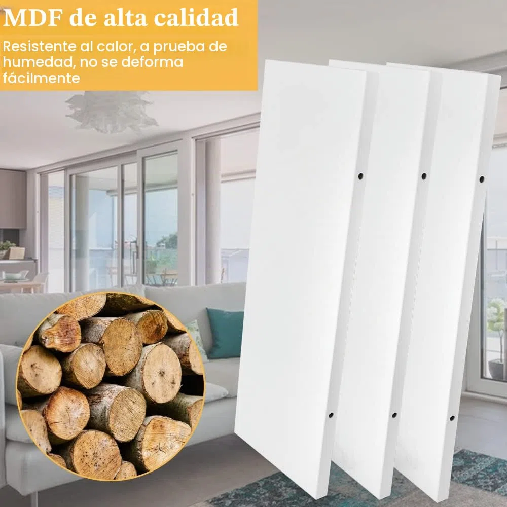 ThatsRad 3 Pzs Estanteria Flotante Pared 40 * 15 * 1,5cm Baldas Pared Blancas de MDF Estante de Pared Montaje Oculto para Libros, Fotos Estantes Flotantes Moderno para Baño, Salón, Cocina, Pasillo