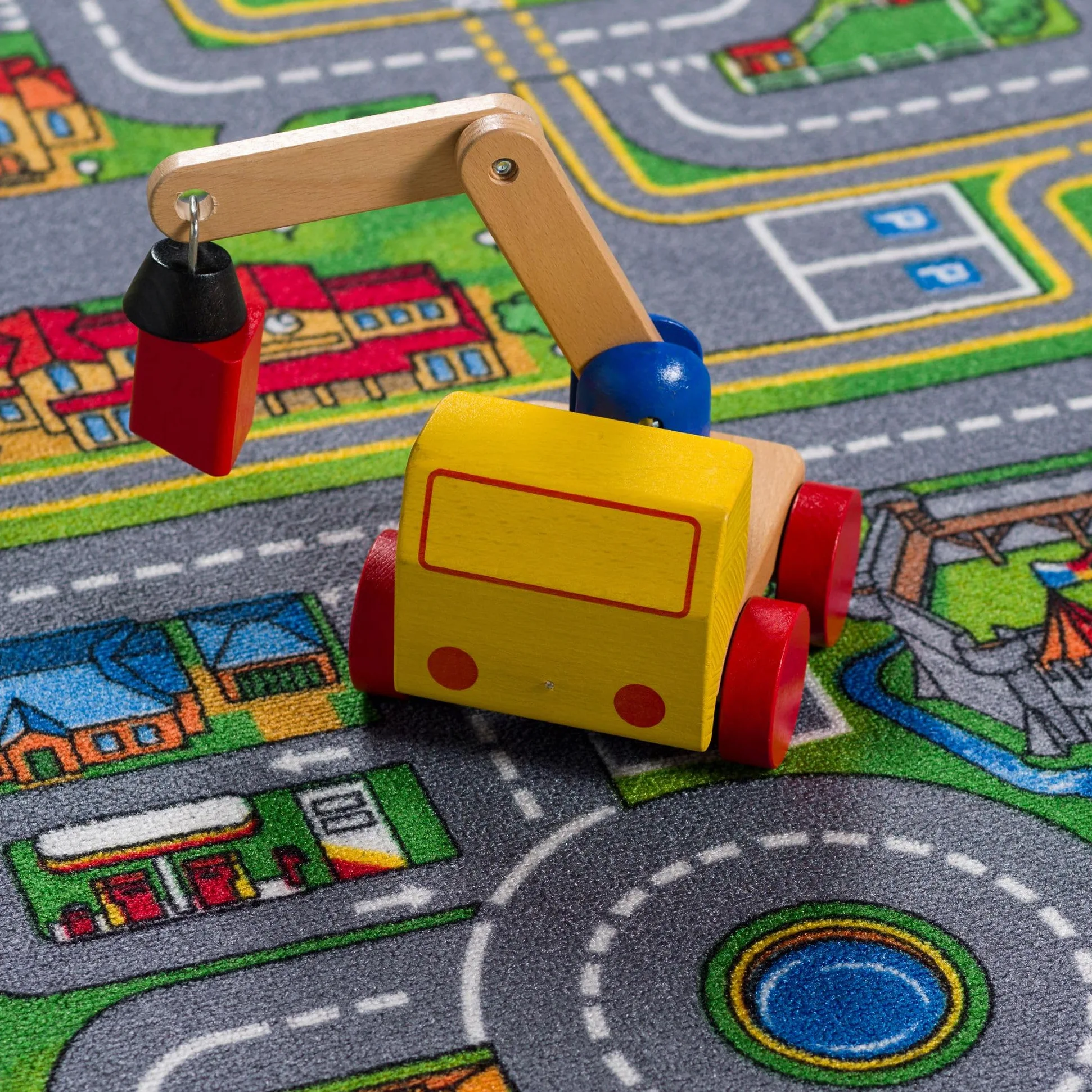 Snapstyle Alfombra Infantil Carretera Adventure Land Colorido – Alfombra de Juego Ciudad, fácil de cuidar