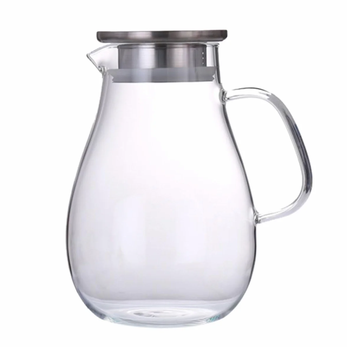 SHINEOFI Jarra de Agua de Vidrio de 2000 Ml Tapa Antigoteo Hervidor de Bebidas Multiusos Hogar Botella Práctica para Jugo y Agua Fría