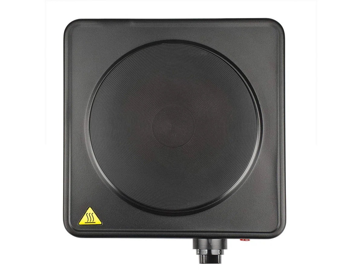 Girmi PE26 Hornillo eléctrico, 1500W, 5 niveles de temperatura, Placa de Hiero fundido, Luz de encendido, Negro
