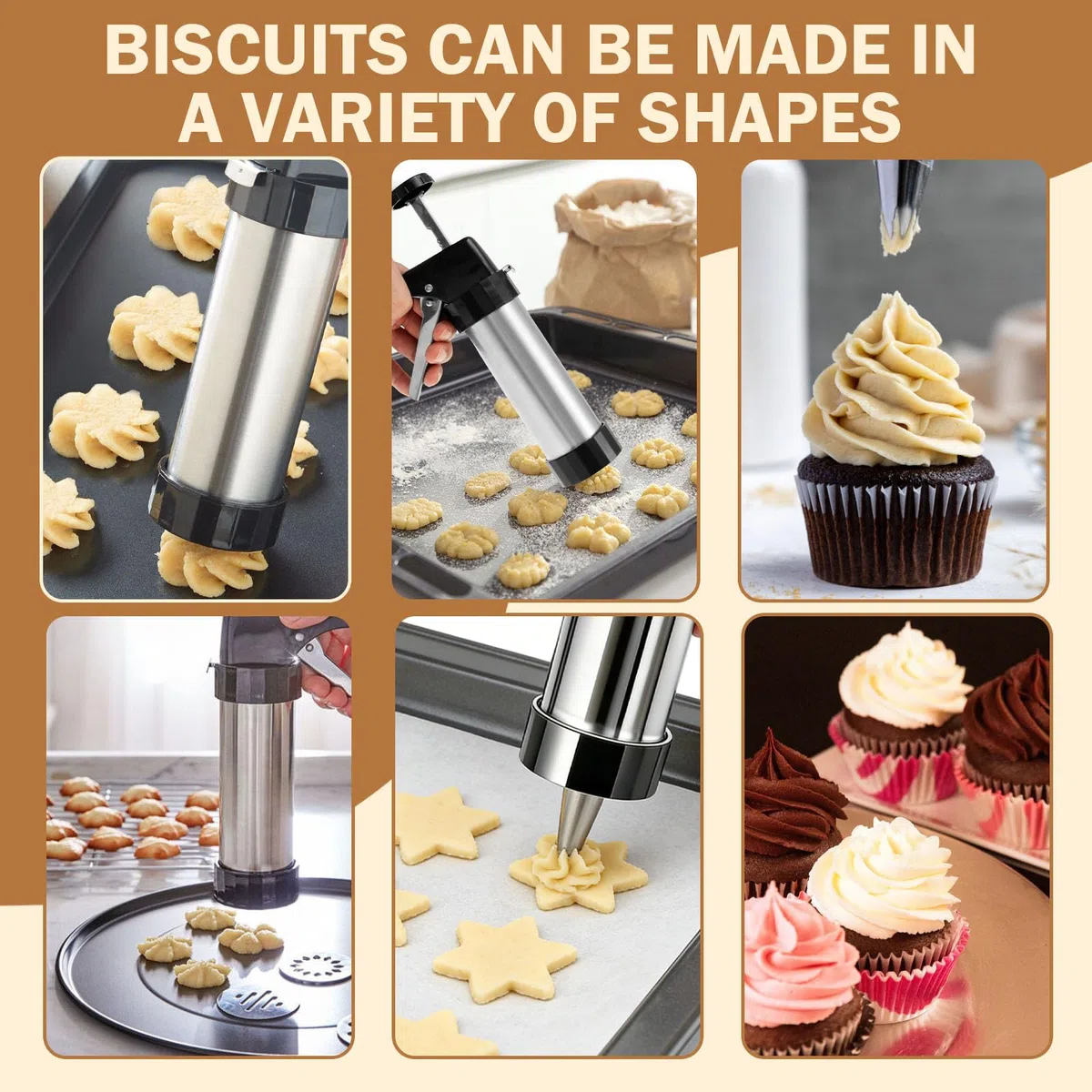 Biscuit Maker Máquina de Hacer Galletas con 13 Plantillas y 8 Boquillas para Churros Galletas y Decorar Postres