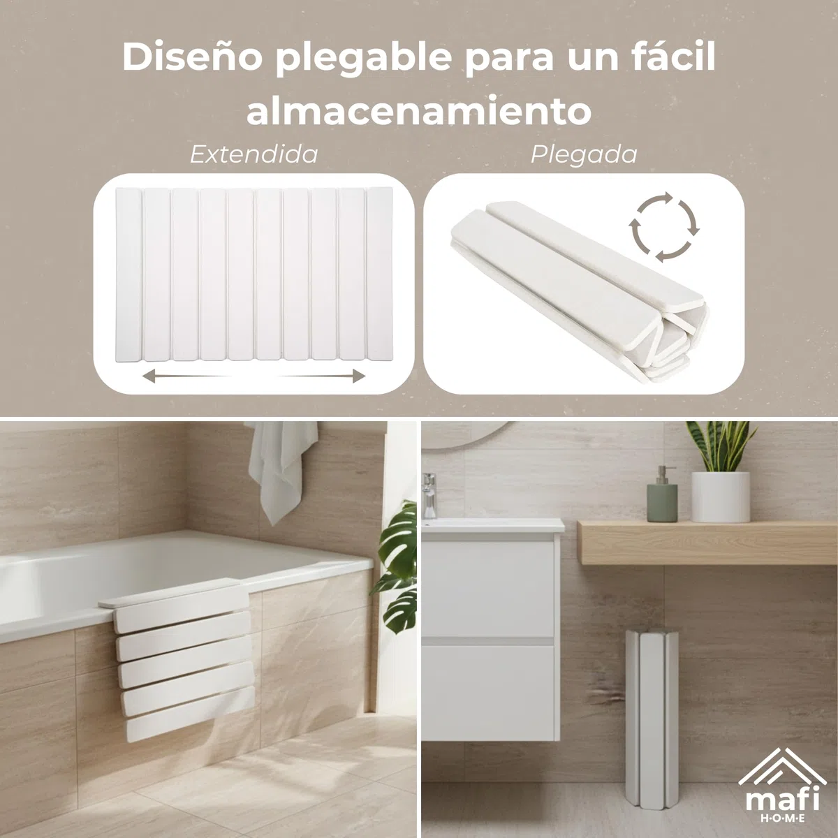 Alfombrilla de Baño Diatomita Flexible 39x60 cm | Alfombra Baño Secado Ultrarrápido Superabsorbente | Enrollable y Fácil de Guardar | Antideslizante | Tapete Baño | Piedra Natural (Blanco)