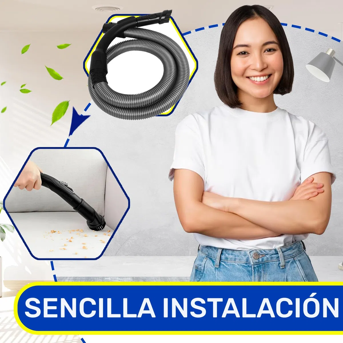 Tubo Flexible Aspiradora 1,5 m con Código Original RS-RT900428 SS-7223035243 para Rowenta - Garantía de 10 Años - MONTERAL