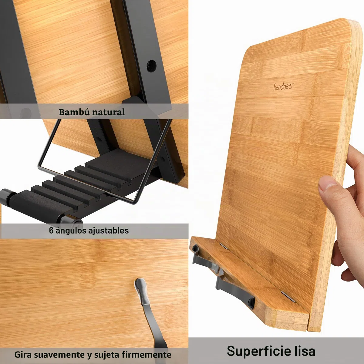 READAEER Soporte de Libro para Lectura, Bambú Natural, Elige para los lectores