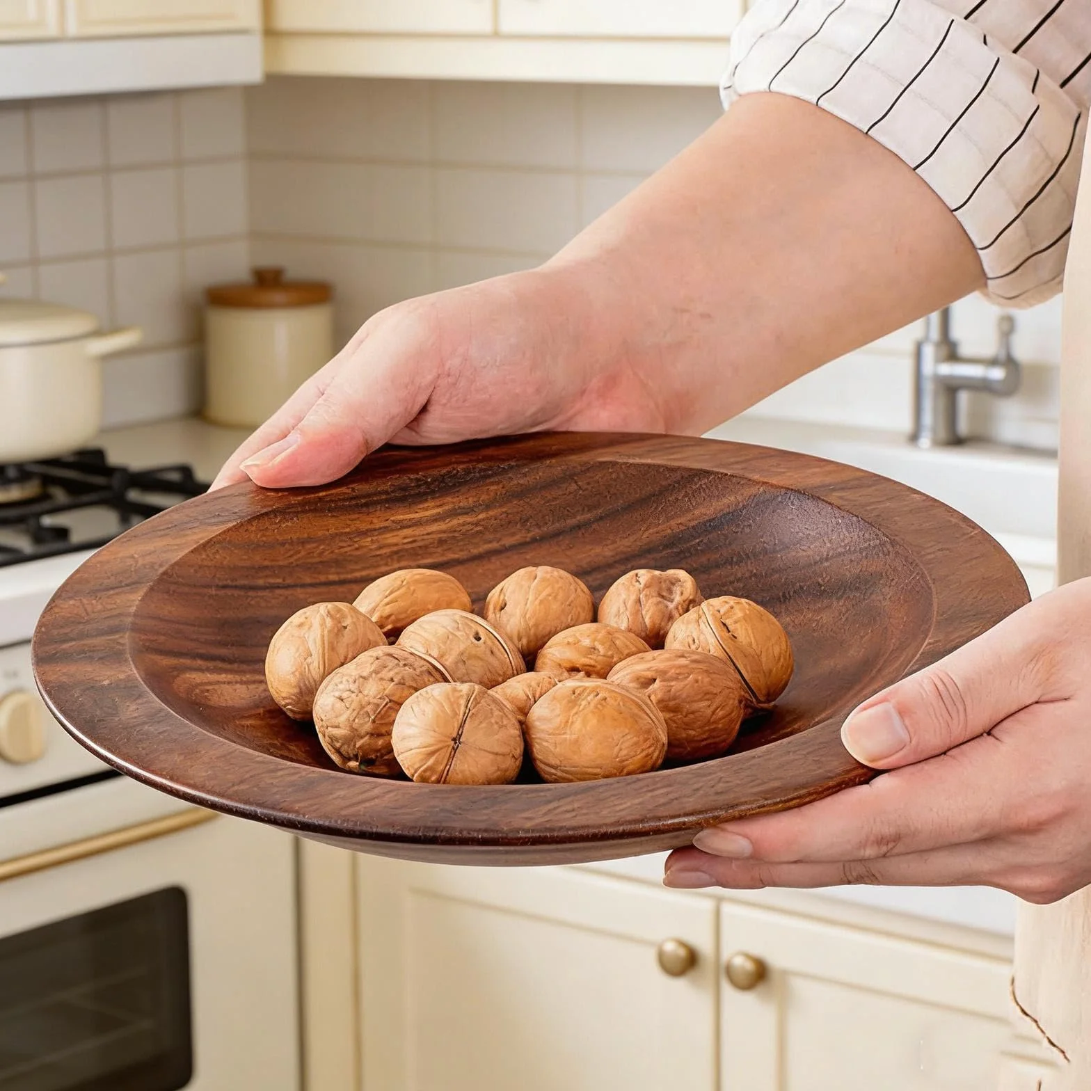 Ensaladera de Madera de, Fuente para Servir, Frutero Y Recipiente de Almacenamiento de Madera con Un Diseño Agradable Y Estético para El Salón, S