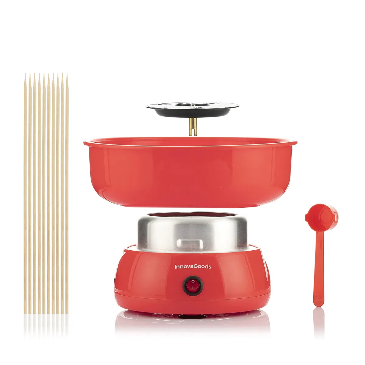 InnovaGoods® Maquina algodon azucar Cantty, prepara deliciosas golosinas, Algodon de azucar de forma rápida y sencilla, diseño compacto y ligero, ideal para fiestas y eventos.