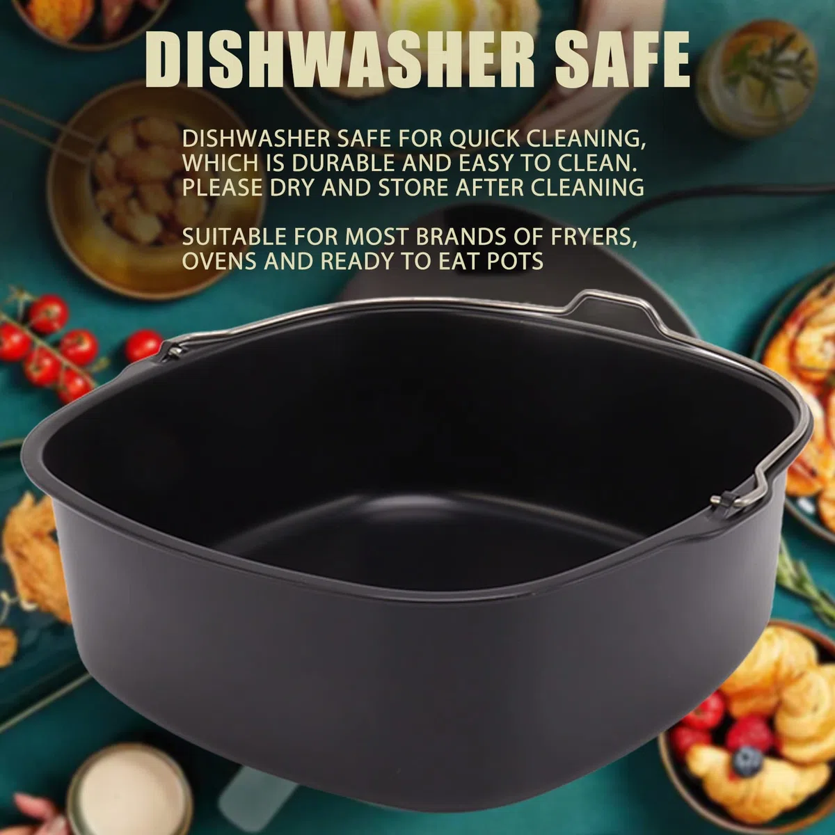 Fdit Barril para Tartas para Freidora, Metal de Calidad Alimentaria, Apto para Lavavajillas, Apto para la Mayoría de Freidoras, Bandeja para Hornear para Guisos, Pasteles, Panes, Gris