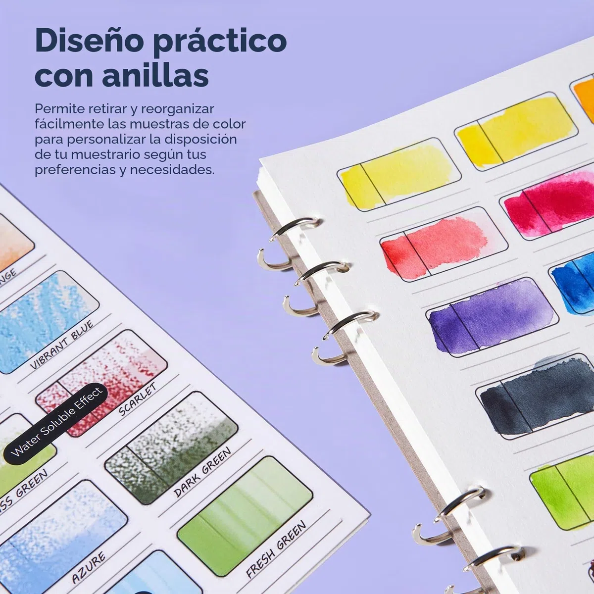 Lightwish Cuaderno de Muestras de Acuarela - 12 Hojas Desprendibles 100% Algodón 72 Espacios, 39.0 x 27.0 cm, 300gsm/140lb Hot Press para Acuarela, Gouache y Cretacolor
