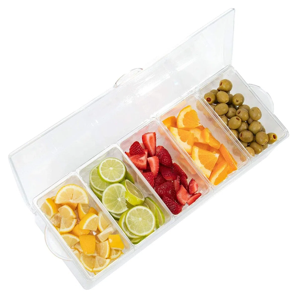 Condimentos 5 Compartimentos - Bandeja Condimentos con Cámara Hielo | Hielo Refrigerada Condimento Contenedor Servir,Bandeja Enfriar para El Hogar Trabajo O Restaurante