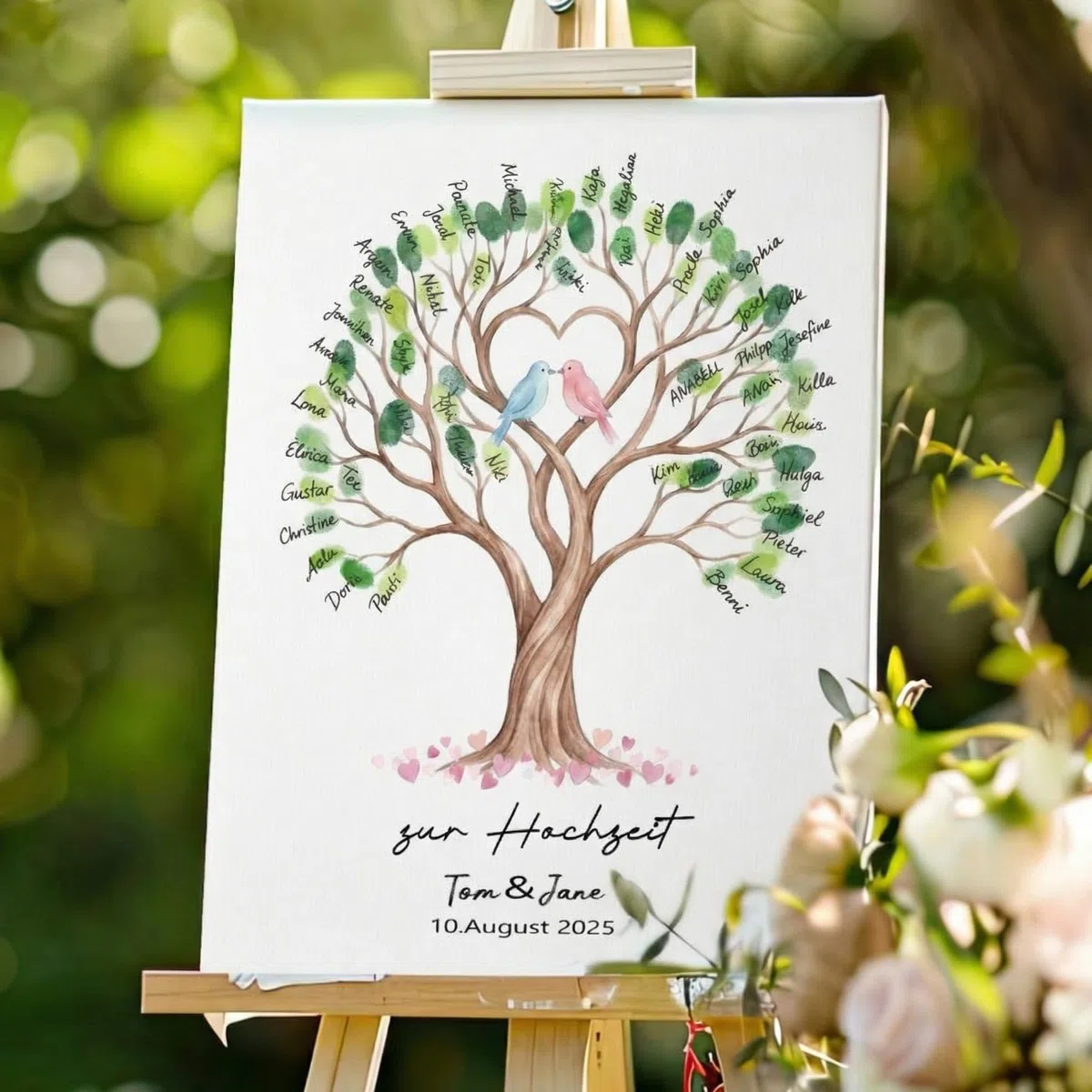 Tenare Libro de Visitas con Huellas Dactilares Libro de Visitas con Almohadilla de Tinta y Bolígrafo Juego de Huellas Dactilares, 30 x 40 cm(Hochzeit)