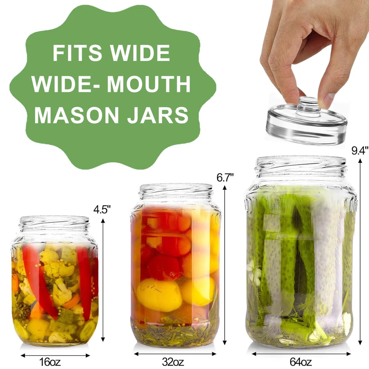 4 Piezas 7cm Fermentation Weights Pesas de Fermentación de Vidrio con Mangos para Hacer Probióticos Naturales, Chucrut, Kimchi, Encurtidos
