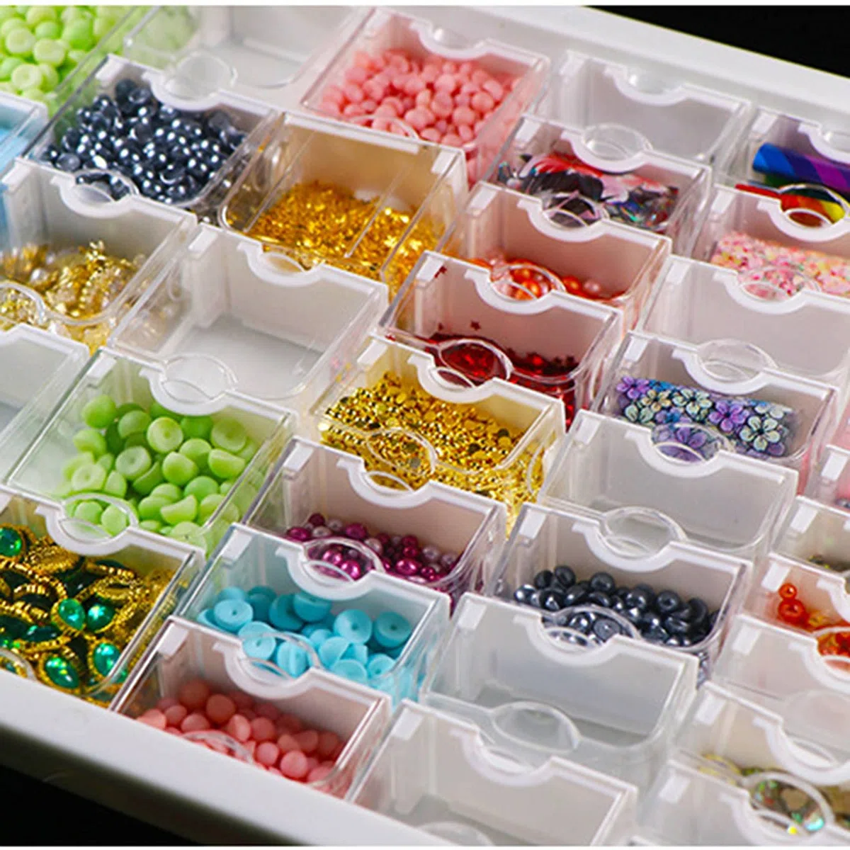 Contenedor de Almacenamiento de Diamante de 42 CuadríCulas, Caja Organizadora de PláStico, Herramienta de Pintura de Diamante Transparente