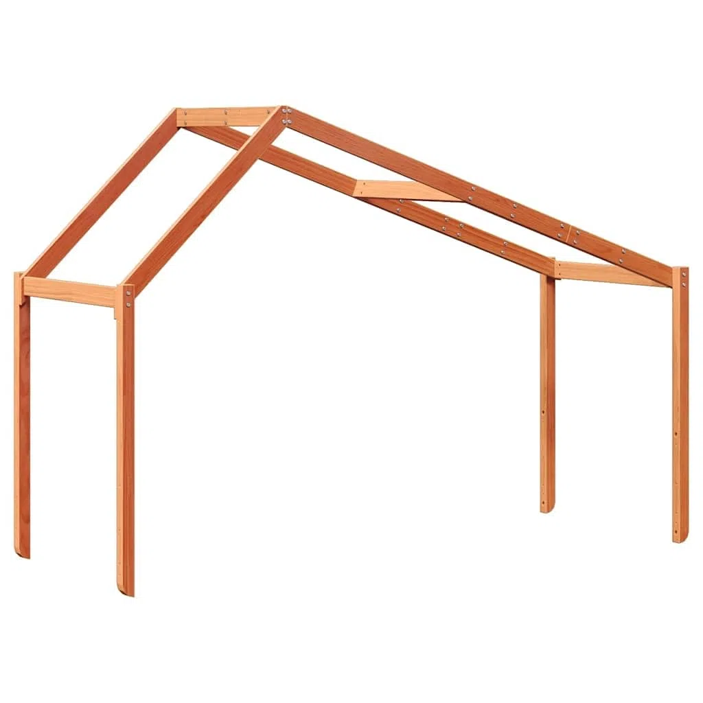 Techo para cuna de madera de pino maciza, color marrón cera, 203 x 80,5 x 142 cm, casa de juegos con lado abierto para habitación infantil, accesorio para marco de cama, construcción
