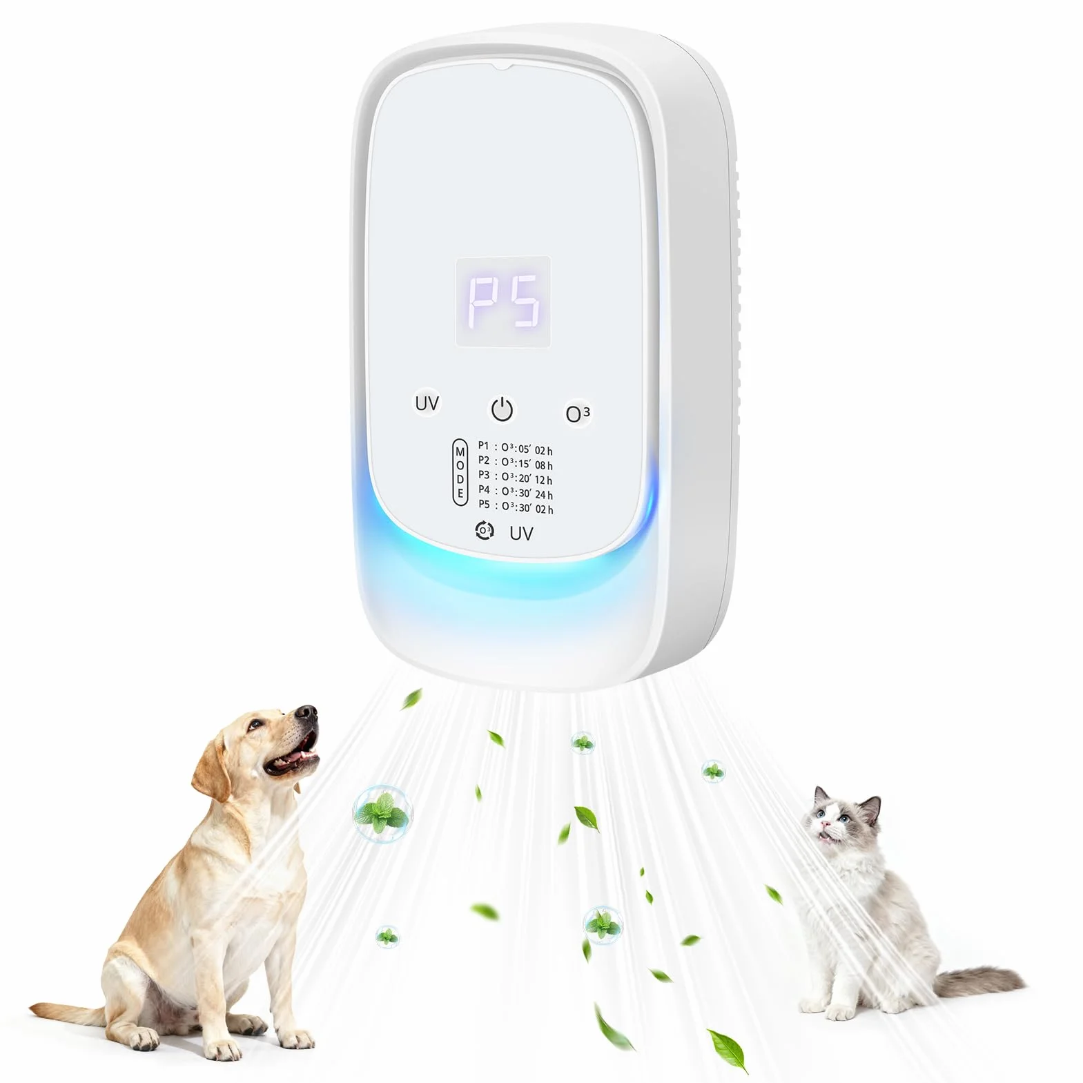 Purificador de aire con ozono, purificador de aire UV con caja de fragancia para olores fuertes, 99% eliminador de olores para arena de gatos, eficaz contra el inodoro, cocina, mascotas, zapatos, humo