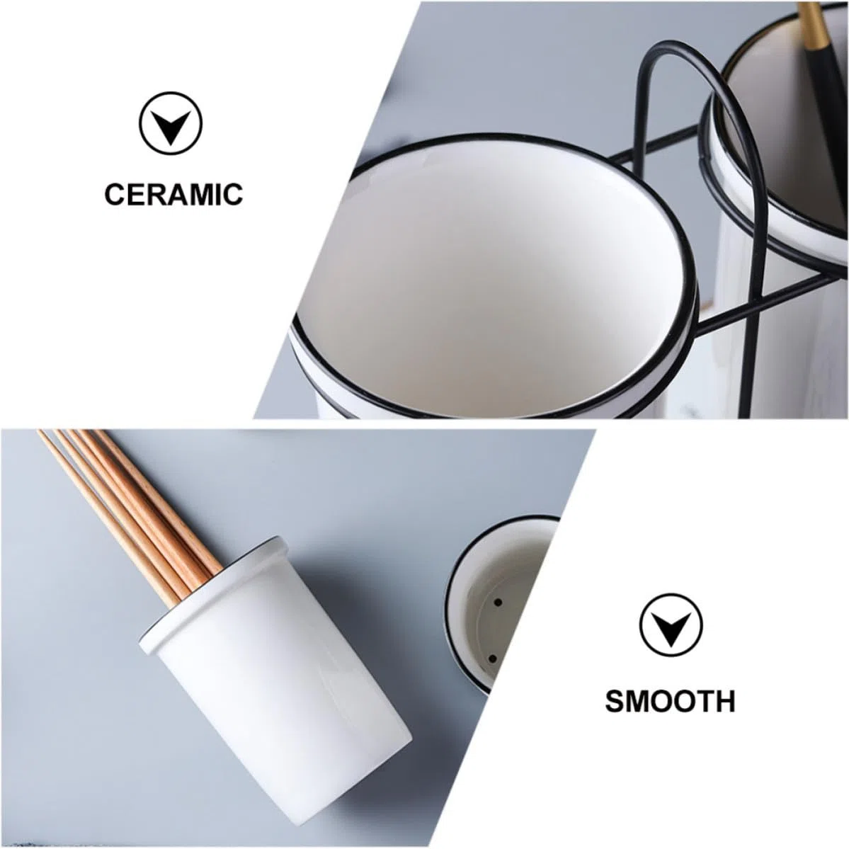 STOBAZA Soporte Función de Escurridor y Almacenamiento de Cerámica Blanco para Cubiertos y Palillos para Cocina Moderna
