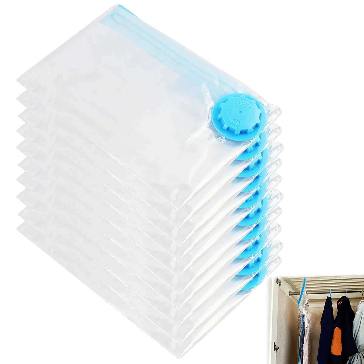 Bolsas de Almacenamiento al Vacío para Ropa - Set de 10 unidades, 30 x 40 cm, Reutilizables y Selladoras con Cierre de Cremallera,para Viajes y Ahorro de Espacio en Armarios
