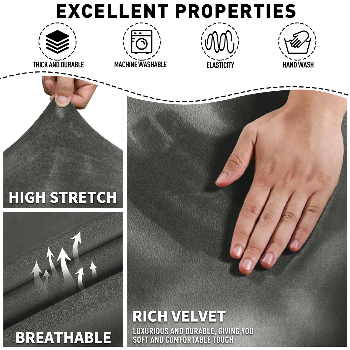 MAXIJIN Funda de Terciopelo para reclinable, 4 Piezas, Funda elástica de Felpa Suave para Silla reclinable, Gruesa y Suave, Funda separada para sillón reclinable con Bolsillo Lateral (reclinable,